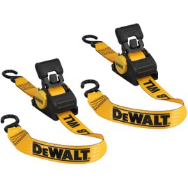 DEWALT DXBC9002 Black/Yellow 2” x 10’ Auto Retractable Ratchet Straps - 1,100 lb Safe Working Load / 3,300 lb Break Strength, 2 Pack
