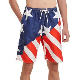 NIMeng Mens Swim Trunks Swim Shorts Swimwear Swimsuit Beach Shorts Bathing Suits Quick Dry Water Resistent USA Flag