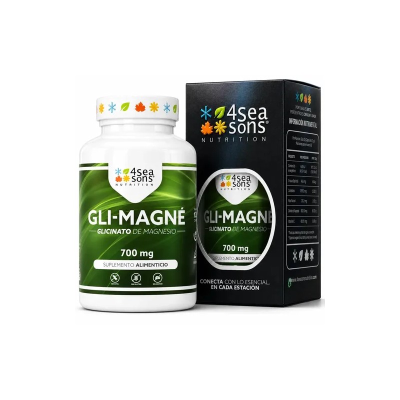 Glicinato Magnesio 700 Vitamina Seasons Nutrition 120 Cápsulas