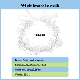 DUGEGAYL Princess Hair Accessories, Wedding Hairpiece, Flower Headpiece, Pearl Hair Dress, Wedding Hair Accessories, Flower Bridal Hair Accessories for Women and Girls (White)