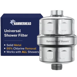 HammerHead Showers® Solid Metal Shower Head Filter – KDF 55 Shower Filter, High Pressure Universal Shower Filters to Remove Toxic Chemicals – Removes Chlorine and Heavy Metals – Chrome