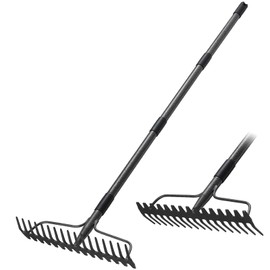 Garden Rake, 63 Inch Long Handle with 17 Tongs, Heavy Duty Metal Bow Rake for Loosening Leveling Soil, Garden Leaf Rake for Raking Leaves Grass , Weeding, Metal Yard Thatch Lawn Care Garden Tool | Lilyvane
