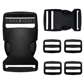 GUANGUAN One-Touch Buckle, Single Pull, Inner Width: 1.0 inches (25 mm), Side Release Buckle, Set of 2, Insert, Belt Sender, Adjustable Length, DIY Parts, POM Resin, Black