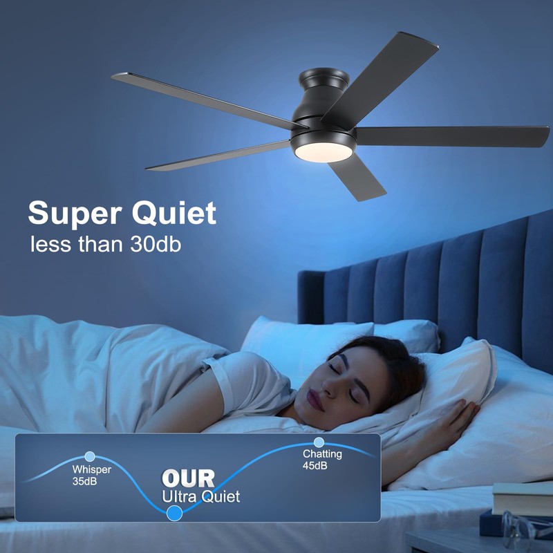 POCHFAN 60 Inch Black Ceiling Fans with Lights and Remote,