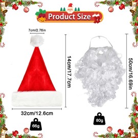 Scinzene Christmas Hat with Santa Beard for Adults, Santa Hat, Santa Beard Set, Christmas Hats, Santa Hat, Santa Hat, Christmas Hat, 2 in 1 Santa Costume
