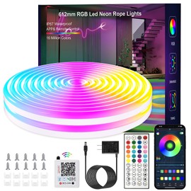 YILINM 16.4FT Neon Rope Lights,RGB LED Strip Lights,App Control,IR Remote,Music Syncing,Outdoor IP67 Waterproof,Flexible Led Rope Lights,Cuttable,for Bedroom,Gaming,Party,Outdoors Decor
