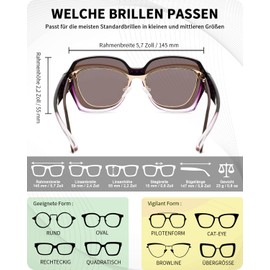 Meeloog Polarised Over Glasses Sunglasses for Men and Women, UV400 Protection Sunglasses, Square Oversized Glasses for Driving DEMST2106, D1 Purple Frame/Grey Lens