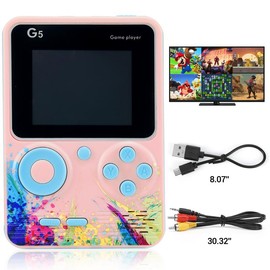 Portable Retro Handheld Gaming Console, 500 Classic Mini Games, 3.0" Color Display Protection , TV Connection, Ideal Gift for Kids, Digital,Usb - Color: Pink