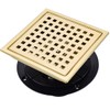 SEABEFORE Shower Drain 6 Inch Brushed Gold,Stainless Square Shower Floor