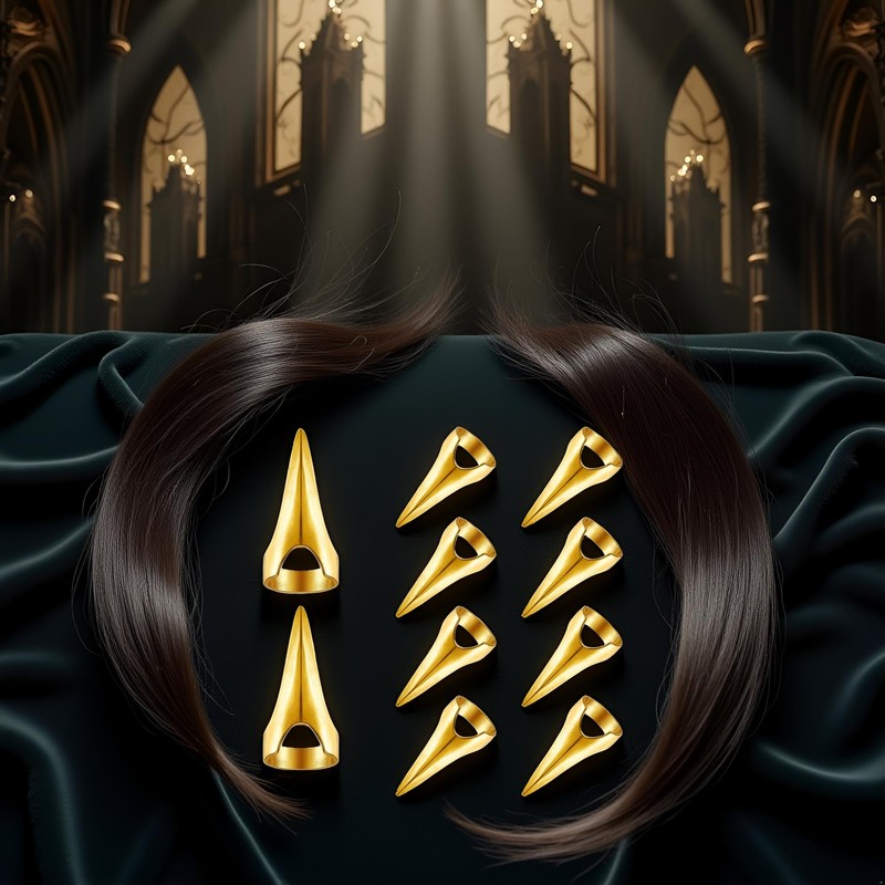 10Pcs Gold Retro Punk Hair Styling Tools - Gothic Metal