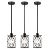 Osimir Glass Pendant Lights Kitchen Island 3 Pack, Black Kitchen