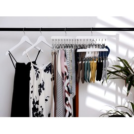 StorageWorks Hat Organizer, Hat Storage for Closet, Hat Racks for Baseball Caps, Set of 2 Cap Organizer with 10 Adjustable Stainless Steel Clips, Fits All Caps, White