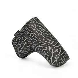 Yueaglesky American Flag Blade Putter Head Cover for Men and Women PU Leather with Velcro Stickers (Black with Grey Elephant Print)