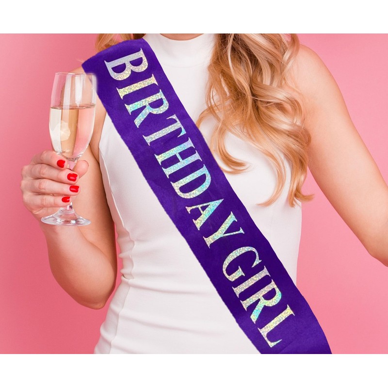 Shimmer Anna Shine Glitter Birthday Sash for Women – Purple
