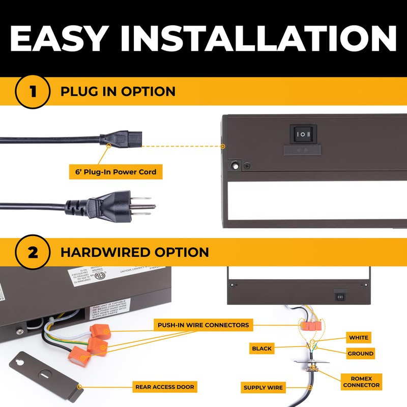 LED Under Cabinet Lighting Hardwired - 3CCT 9 Inch Bronze