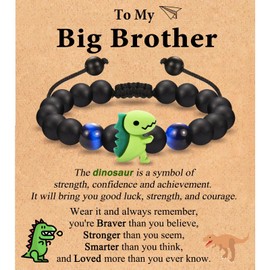 Shuxin Son Gifts from Mum, Dinosaur Bracelet Gifts for Boys, Stocking Fillers for Teenage Boys, Birthday Valentines Graduation Christmas Jewellery Presents for Son