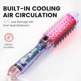 Thermal Brush for Less Damage, Zavarea 1.5 Inch Heated Round Brush for Blowout Look, Heated Curling Styler with Negative Ions & Ceramic for Volumizing, Easy to Use, Dual Voltage (Valoran Purple)