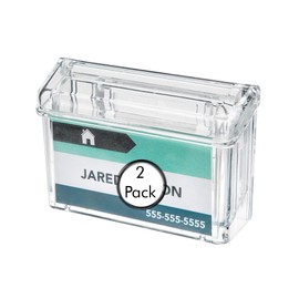 Deflecto Pack of 2 Wall Mounted Outdoor 'Grab a Card' Business Card Holders Crystal
