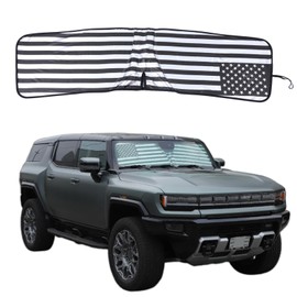 Windshield Sun Shade Compatible with Hummer EV Accessories 2024 2025 Car Front Windshield Sun Shade Foldable Sun Shade Cover Auto Interior Sun Protection Visors (Black and Silver)