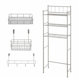 Mainstays 4PC Bathroom Space Saver Organizing Storage Set w/ Rack, Basket & Tray