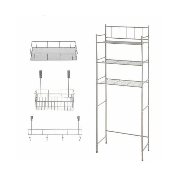 Mainstays 4PC Bathroom Space Saver Organizing Storage Set w/ Rack, Basket & Tray