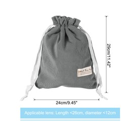 PATIKIL Soft Drawstring Lens Case, 11.42"x9.45"x0.35" Drawstring Lens Pouch, Camera Protective Handbag for Nikon DSLR Camera Lens, Gray