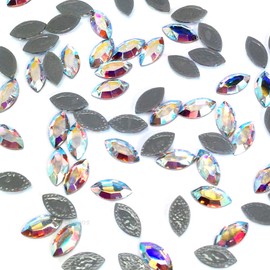 Austrian Crystal Austria Crystal AB (001 AB) 2200 Navette - 8x4mm Flatbacks Hotfix Rhinestones 12 pcs from Mychobos (Crystal-Wholesale) Nail Art Bling DIY gems Resin Jewellery