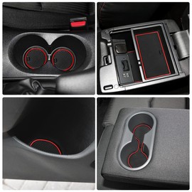 Auovo Anti-Dust Mats Compatible with Mazda 3 Sedan 2014 2015 2016 Car Interior Decoration Accessories Cup Holder Mats Console Liner Door Groove Pads (Red)