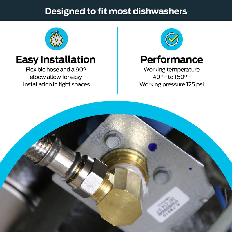 Eastman Dishwasher Installation Kit, 6 Foot Braided Stainless Steel Supply