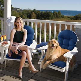 Eoieov Outdoor Adirondack Chair Cushions Set of 2 Orange Solid High Back Patio Chair Cushion with Ties Waterproof Patio Rocking Chair Replacement Pads for Outdoor Furniture,47.24 * 19.69 * 4"