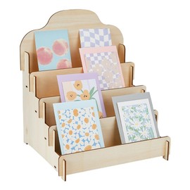 DICOSMETIC 4 Tier Greeting Card Stand Made of Papaya Wood Sticker Display Stand Rectangular Earring Display Card Stand Jewellery Organiser Holder for Home Presentation in Retail