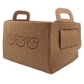 1 x Storage Box, 18 x 13 x 12 cm, Folding Box, Felt Storage Basket, Organiser for Shelves, Cupboards, Home, Office, for Storage and Small Items, Foldable Basket Storage, Felt Box - Red Brown