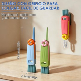 3PCS Cepillo para Botellas, Genérico Cepillo Limpieza Tapa Taza 3 en 1 para Grietas y Espacios Reducidos Entre Botellas, Cepillo Limpieza Multifuncional, Cepillo Portátil para Limpiar Tapas y Vasos