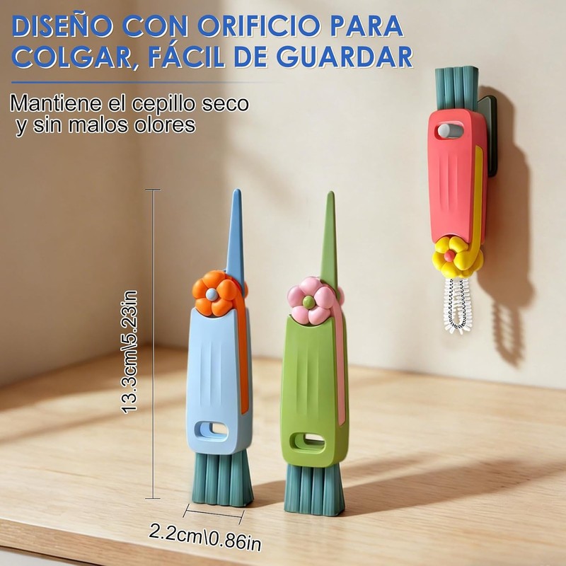 3PCS Cepillo para Botellas, Genérico Cepillo Limpieza Tapa Taza 3