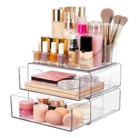 Organizador De Maquillaje Transparente 3 Niveles Con Cajones Transparente
