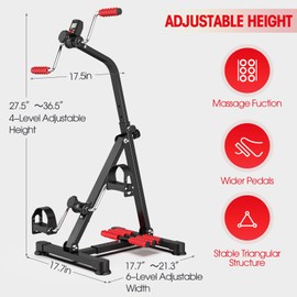 Adjustable Arm Leg Knee Pedal Exerciser for Seniors, Stroke Therapy Equipment for Adults, Portable Home Gym Equipment Mini Exercise Bike Great Gift for Elderly Rehab
