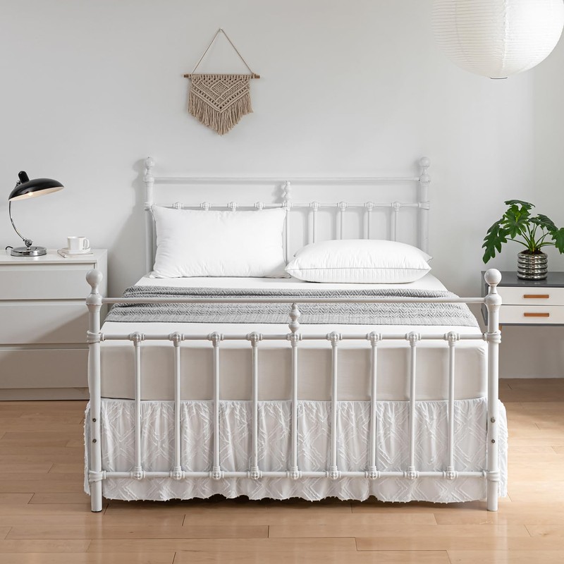 Tufted King Size Bed Skirt, Ruffled with Split Corners, 18