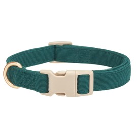 YUDOTE Soft Corduroy Dog Collar with Plastic Clip - Comforty and Adjustable for Medium Dog Daily Using in Forest Green