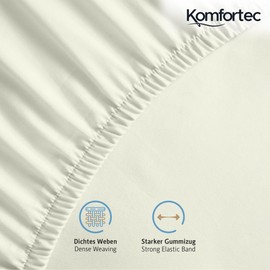 Komfortec Super King Fitted Sheet 100% Cotton, 11 inch (30 cm) Deep Pocket - Cream