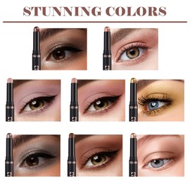 LINXINS Eyeshadow Stick 8 Pcs Eyeshadow Stick Set, Soft Creamy Eyeshadow Pencil, Waterproof Long Lasting Eye Shadow Stick, Highly Pigmented Glitter Eyeshadow Shiny Eye Shadows Set (Set A)