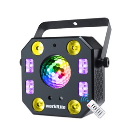 Stage DJ Lights, WorldLite LED Effect Light 5 in 1 with Magic Ball, LED Par Pattern Lights and Strobe/UV, Great for Stage & DJ Lighting, Wedding Church Club Disco Party Lighting