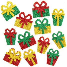 Baker Ross AX310 Christmas Present Glitter Foam Stickers - Pack of 96, Kids Stickers, Ideal for Christmas Arts and Crafts Projects, Great for Card Making and Scrapbooking