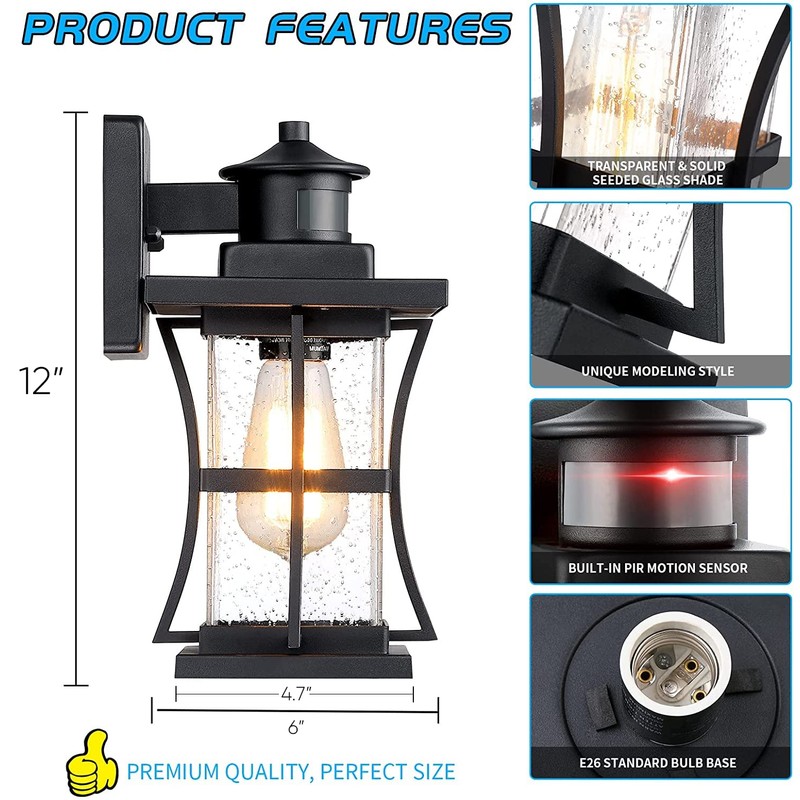 Motion Sensor Outdoor Wall Lights Fixture, Advanced Dusk to Dawn