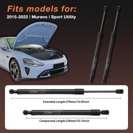 Front Hood Shock Struts Lift Supports (2-PC Set) Compatible with Nissan Murano 2015 2016 2017 2018 2019 2020 2021 2022 Replaces OEM 654705AA0A SG325034