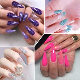 MIZHSE Glitter Poly Nail Gel Set Nail Extension Builder Gel 8 Colors 15ml Manicure Soak Off UV Gel Nail Art Kit