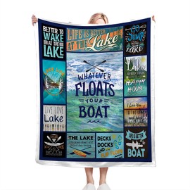 Lake Blanket Gifts for Girls Boys Soft Warm Plush Boat Throw Blanket Flannel Fleece Fuzzy Boating Blanket for Kids Adults Lovers House Bed Couch Living Room Decor 50"X40"