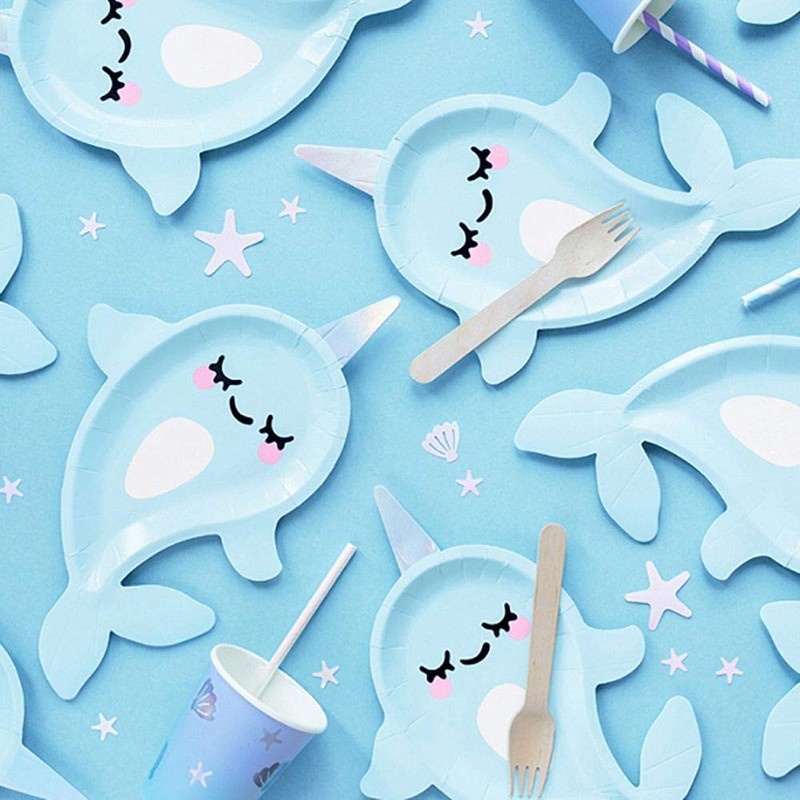 Luck and Luck Narwhal Seaside Paper Party Plates - Mermaid