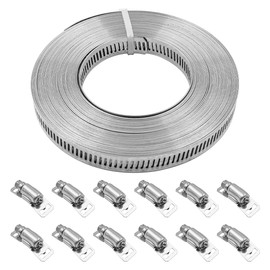 ZONADAH Hose Clamp 10m 304 Stainless Steel Jubilee Clips Adjustable Large Assorted with 12pcs Fasteners Pipe Clamp for Worm Drive Hose Clips, Plumping, Intercooler Tube Exhaust Ducting Fuel Line