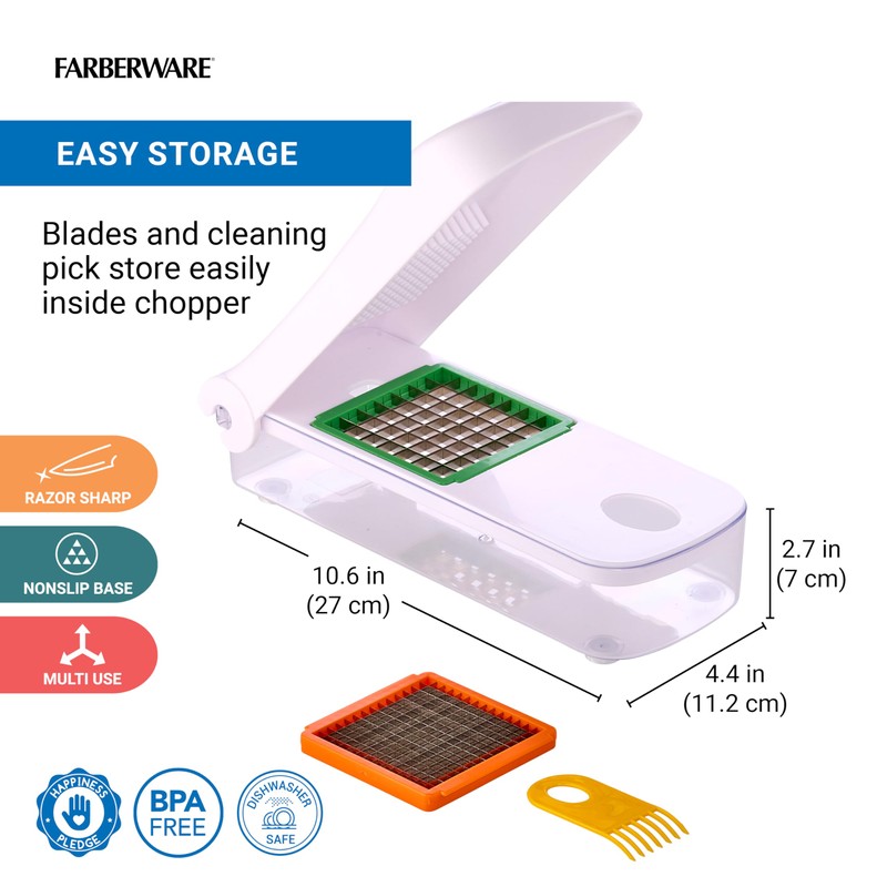 Farberware Professional Vegetable Chopper, 2 Blades For Slicing and Dicing
