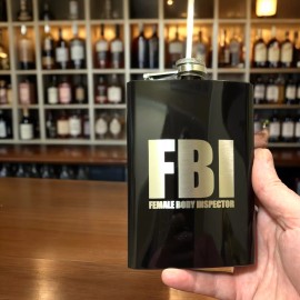 HipFlaskPlus 8oz BLACK Female Body Inspector Flask